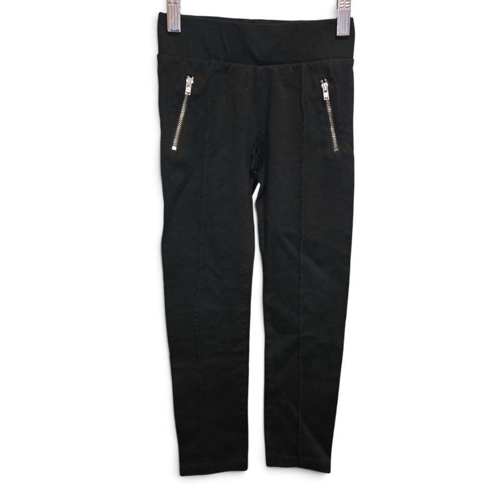 Faded Glory Leggings Girls Size 6 Black Good Zipper‎ Accent Elastic Waist Pants